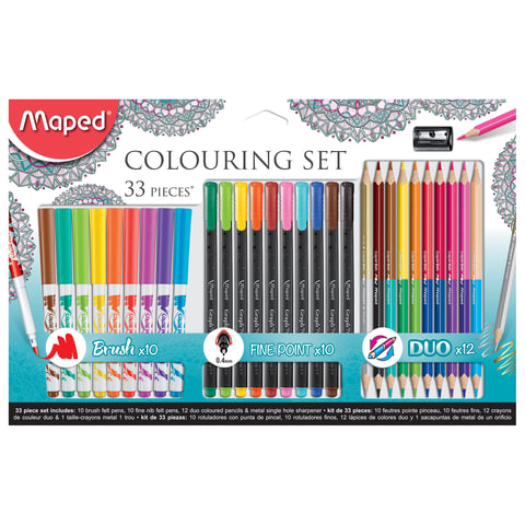 Набор для творчества MAPED "Colouring Set", 10флом, 10капилл.руч, 12двустор.цвет.кар,точилка,897417 661552