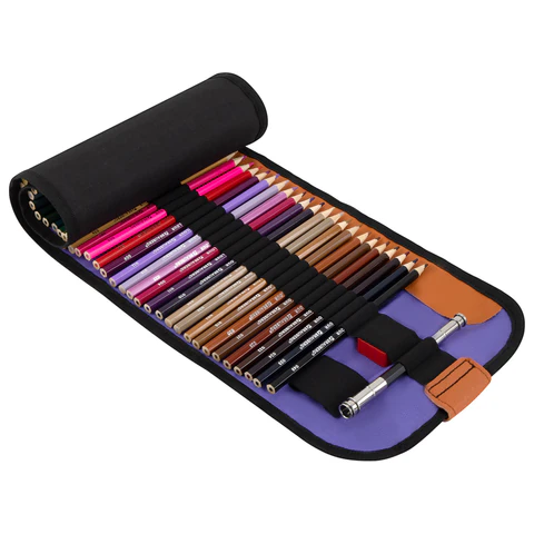 Карандаши цветные супермягкие яркие классические в пенале-скрутке BRAUBERG MAX 50 цветов + держатель и точилка, натуральное дерево, 182007 - МСК «Форвард»