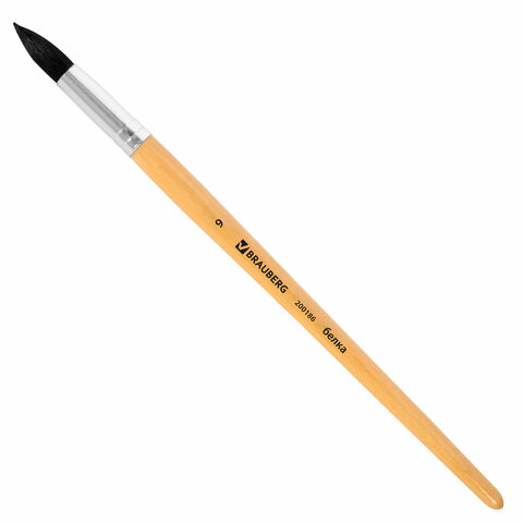 Кисть BRAUBERG белка, круглая, №9, 200186