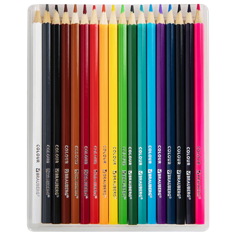 Карандаши цветные мягкие BRAUBERG АКАДЕМИЯ, 18 цветов, шестигранные, грифель 3 мм, натуральное дерево, 181865 - МСК «Форвард»