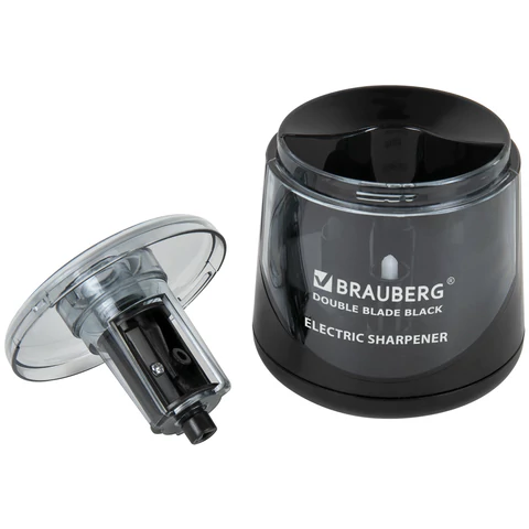Точилка электрическая BRAUBERG DOUBLE BLADE BLACK, двойное лезвие, питание от 2 батареек АА, 271336 - МСК «Форвард»