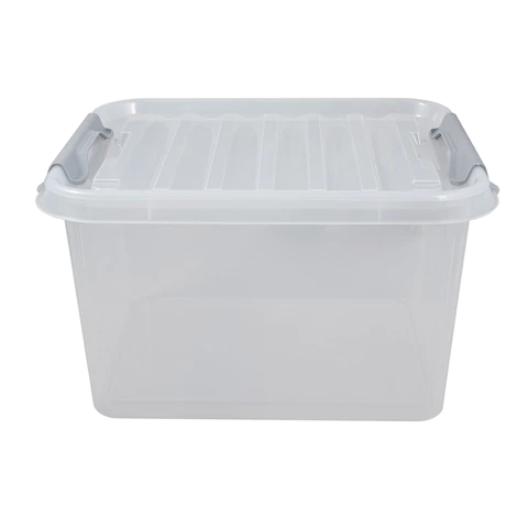 Ящик-контейнер 36 л с КРЫШКОЙ НА ЗАЩЕЛКАХ "ПРОФИ", 29х50х39 см штабелируемый, ПРОЧНЫЙ, прозрачный, 437950000 608203 - МСК «Форвард»