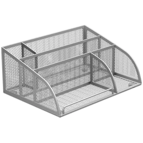 Подставка-органайзер BRAUBERG "Germanium", 5 секций, 255х180х105 мм, металл, серебро, 237974 - МСК «Форвард»