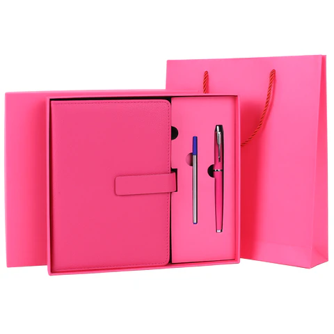 Ежедневник в подарочном наборе 5 в 1, А5, 145x212 мм, BRAUBERG "President", под кожу, 160 листов, розовый, 116852 - МСК «Форвард»