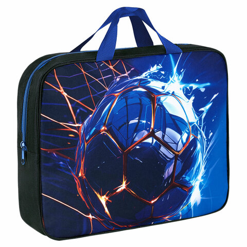 Папка на молнии с ручками BRAUBERG А4, 1 отделение, полиэстер, 80 мм, "Score goal", 273304