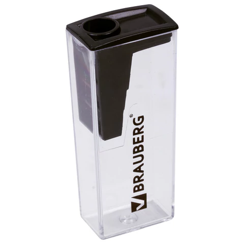 Точилка BRAUBERG "Assistant", с контейнером, пластиковая, корпус ассорти, 228451 - МСК «Форвард»