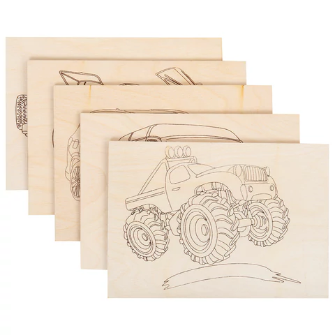 Заготовки деревянные для выжигания "Транспорт", 5 шт., 10 рисунков, 15х21 см, BRAUBERG HOBBY, 665307 - МСК «Форвард»