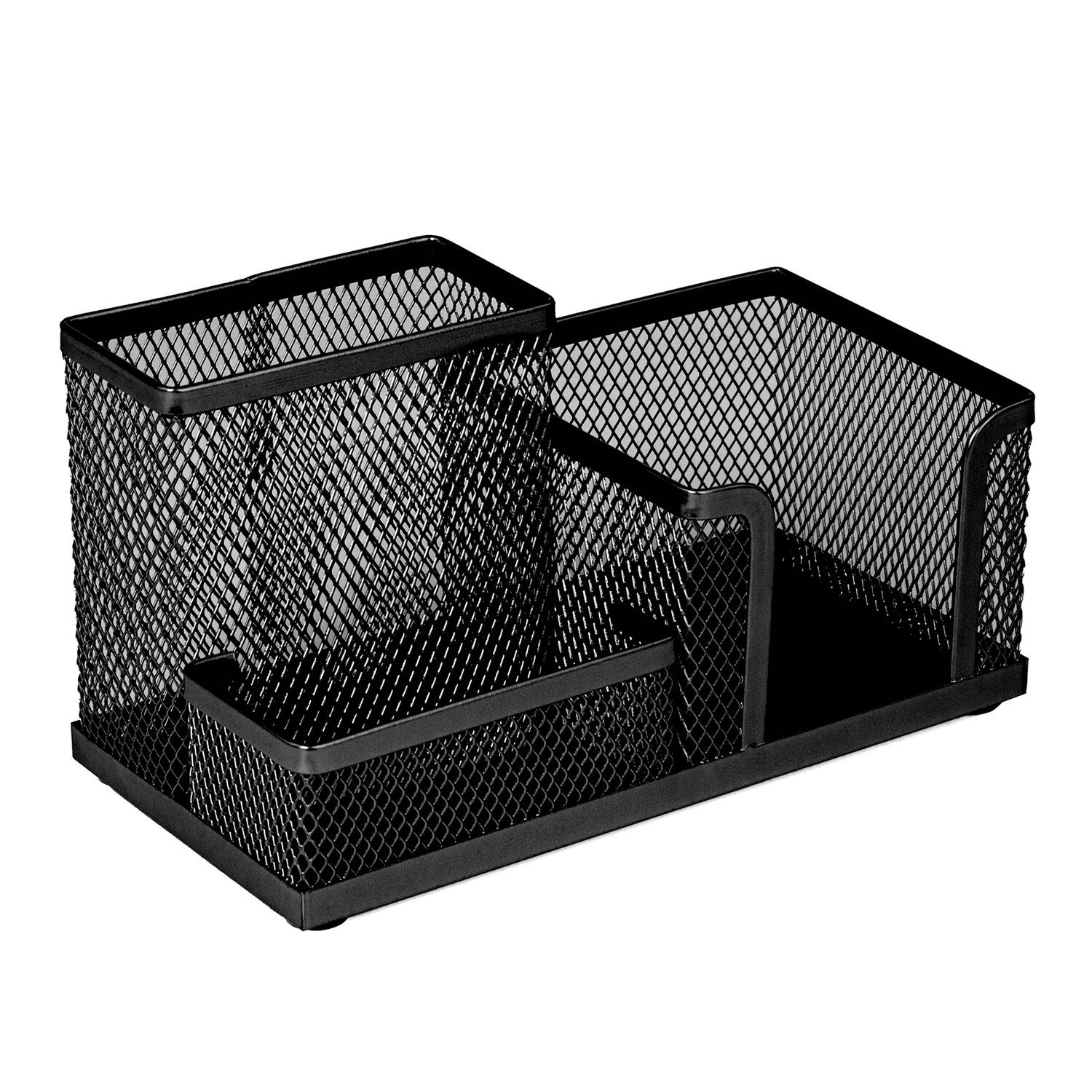 Подставка-органайзер BRAUBERG "Germanium", металлическая, 3 секции, 102х186х95мм, черная, 231986