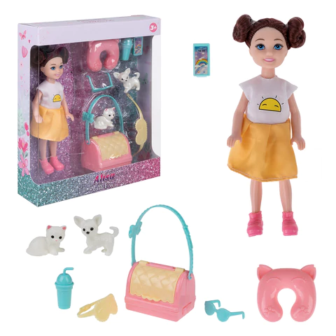 КУКЛА "Alisa Little Love", НАБОР, 2 питомца + 6 аксессуаров, 14,4 см, КОМПЛЕКТ 6ШТ АССОРТИ, 2 вида, 1TOY 666151 - МСК «Форвард»