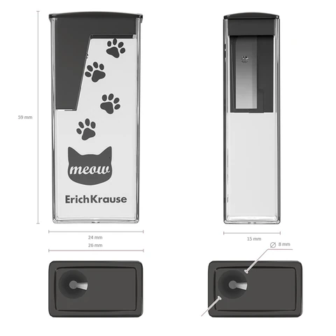 Точилка ERICH KRAUSE "City Meow", с контейнером, пластиковая, корпус ассорти, 61543 274249 минпромторг - МСК «Форвард»