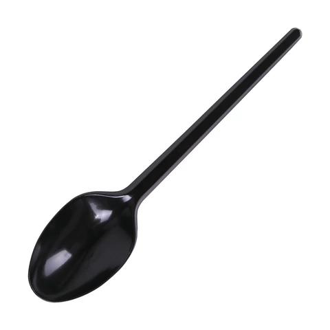 Ложка столовая одноразовая пластиковая 165мм, черная, КОМПЛЕКТ 100шт, СТАНДАРТ, LAIMA, 607833