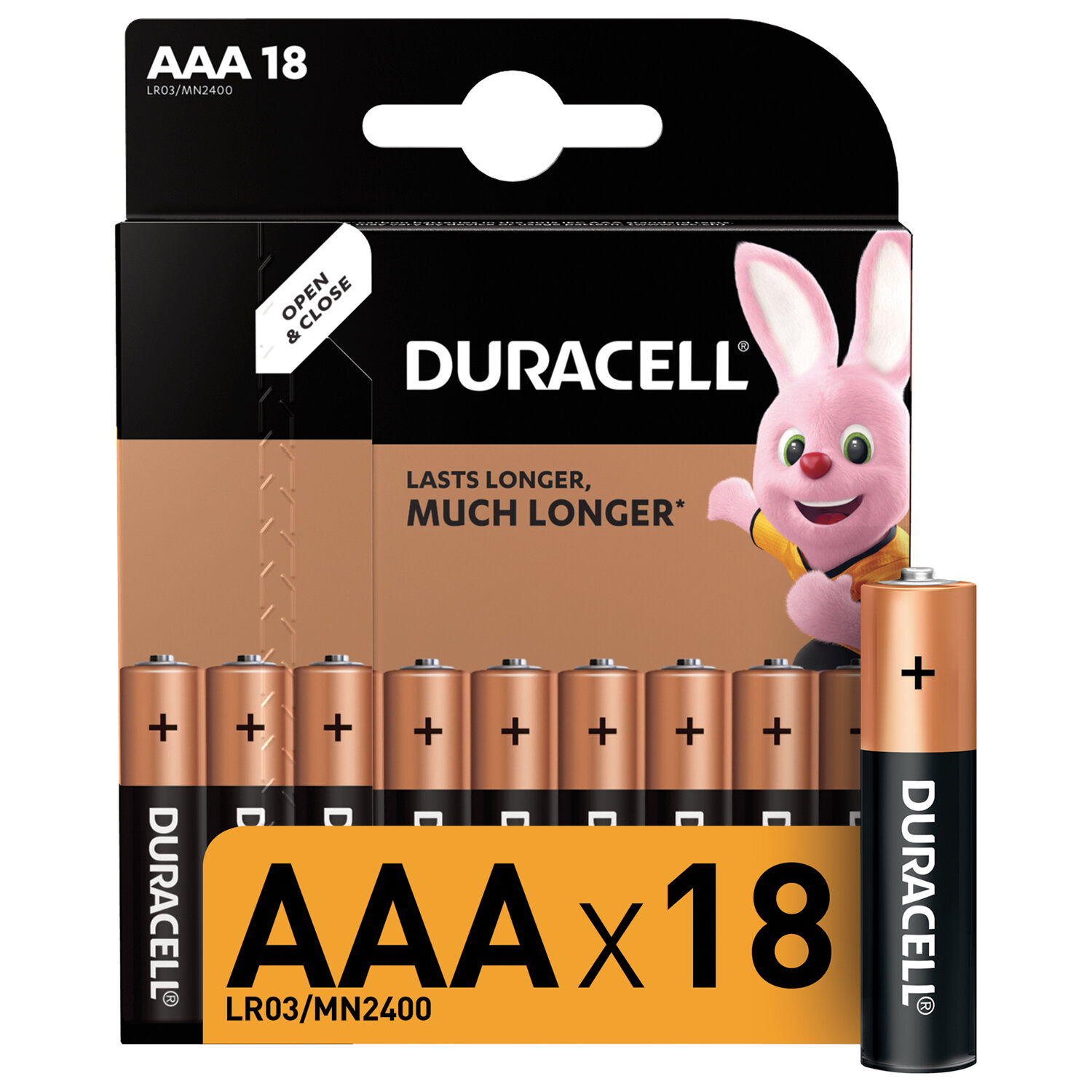 Батарейки КОМПЛЕКТ 18 шт, DURACELL Basic, AAA (LR03,24А),алкалиновые,мизинчиковые,блистер, 453559