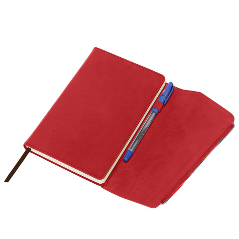 Ежедневник датированный 2026, А5, 145х213 мм, BRAUBERG "Jacket", под кожу, клапан, держатель, красный, 117401 - МСК «Форвард»