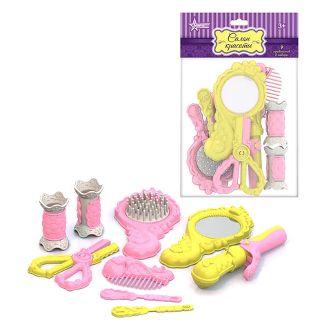 Набор парикмахерский "Маленькая принцесса", 9 предметов, пластик, цвета ассорти, НОРДПЛАСТ, 647/2 666466 - МСК «Форвард»
