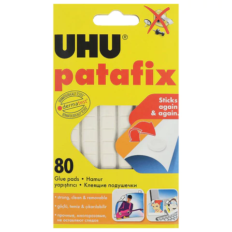 Подушечки клеящие UHU Patafix, 80 шт., бесследное удаление, многоразовые, белые, 39125 605787 - МСК «Форвард»