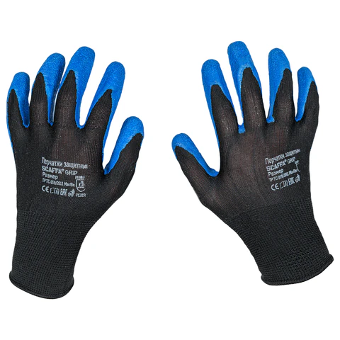Перчатки нейлоновые SCAFFA "Grip", текстурированное латексное покрытие (облив), размер 8, M (средний), 00-00015294 701643 - МСК «Форвард»