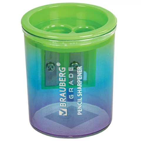 Точилка для классических и утолщенных карандашей BRAUBERG "Grade", 2 отверстия, с контейнером, 271998 - МСК «Форвард»