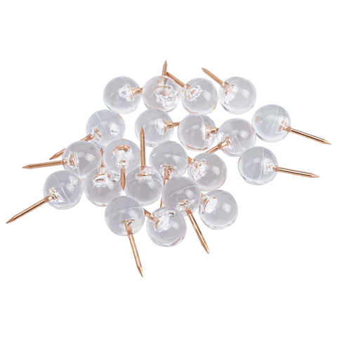 Силовые кнопки-гвоздики BRAUBERG CLEAR & GOLD, прозрачные с золотистым (шарики), 100 штук, 11 мм, 272760 - МСК «Форвард»