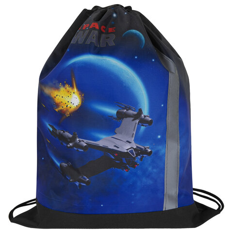 Мешок для обуви ЮНЛАНДИЯ, плотный, светоотражающая полоса, 46х36 см, Space war, 270916