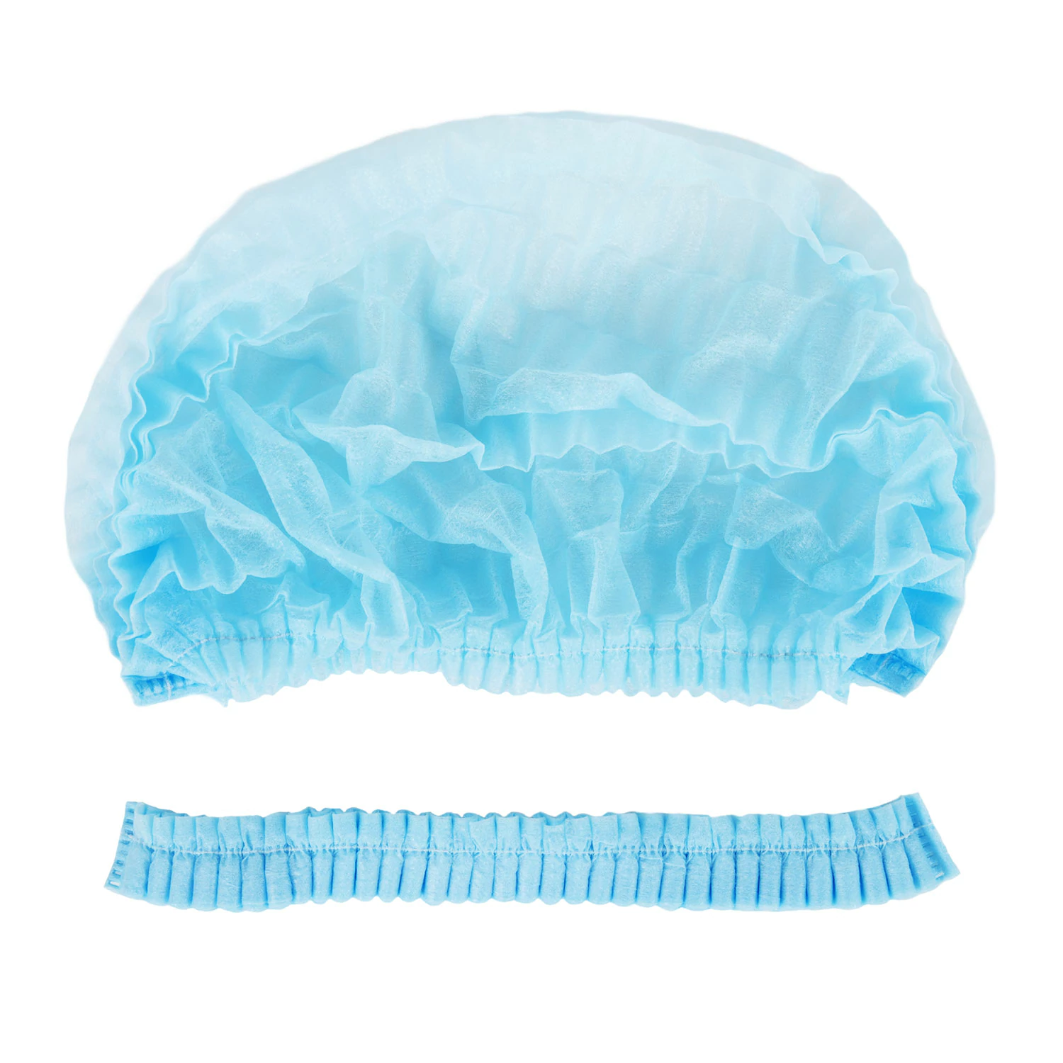 Шапочка-берет Шарлотта "Плиссе" голубая КОМПЛЕКТ 125 шт. спанбонд 15 г/м2, ГЕКСА 630961