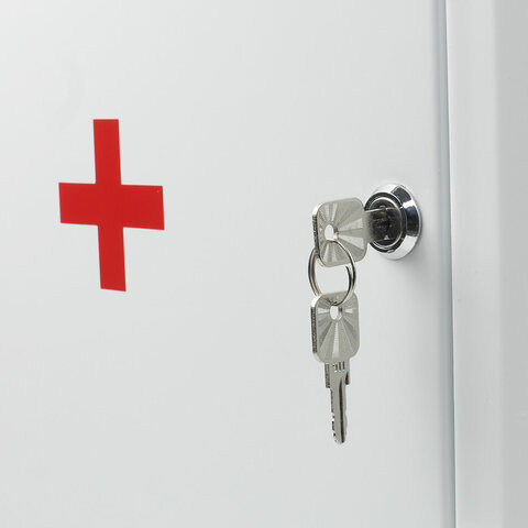 Шкафчик-аптечка металлический, навесной, внутренние перегородки, ключевой замок, 400x360x140 мм  290334 - МСК «Форвард»