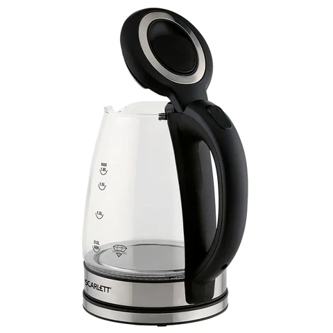 Чайник SCARLETT SC-EK27G88, 1,8 л, 1800 Вт, закрытый нагревательный элемент, стекло, черный 457207 - МСК «Форвард»