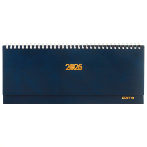 Планинг датированный 2026 300х130 мм, STAFF, гребень, обложка бумвинил, 64 л., синий, 117358 - МСК «Форвард»