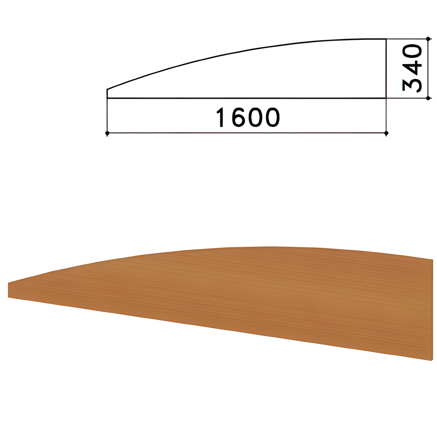 Экран-перегородка "Монолит", 1600х16х340 мм, цвет орех (КОМПЛЕКТ) 980238
