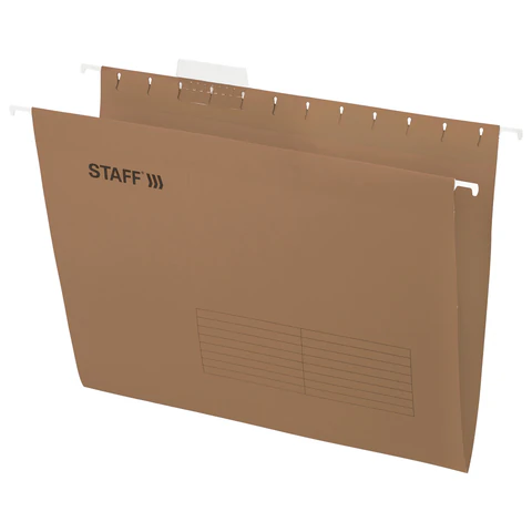 Подвесные папки А4 (350х240 мм) до 80 л., КОМПЛЕКТ 10 шт., крафт-картон, STAFF, 270932 - МСК «Форвард»