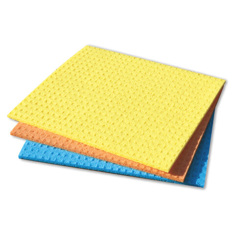 Салфетки ЦЕЛЛЮЛОЗНЫЕ (губчатые), 15,5х17,5 см, КОМПЛЕКТ 3 шт., СУПЕР впитываемость, YORK, 24010 608408 - МСК «Форвард»