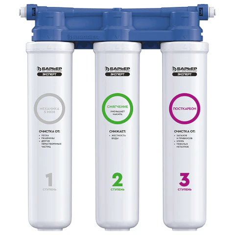 Фильтр для воды с краном в комплекте БАРЬЕР "ЭКСПЕРТ СЛИМ Жесткость", 3 ступени, ресурс 10000 л, Н821Р00 702847 - МСК «Форвард»