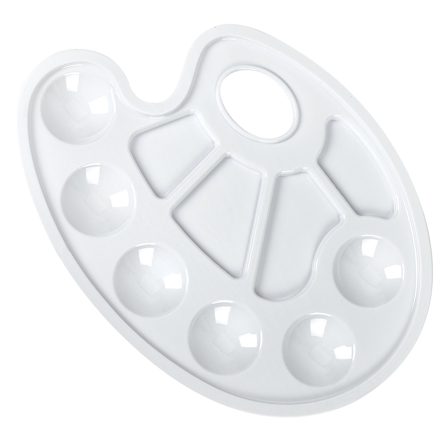 Палитра для рисования ЮНЛАНДИЯ белая, овальная, 6 ячеек для красок и 4 для смешив, европодвес,227806