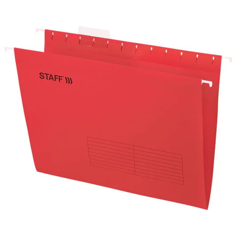 Подвесные папки А4 (350х240 мм) до 80 л., КОМПЛЕКТ 10 шт., красные, картон, STAFF, 270931 - МСК «Форвард»