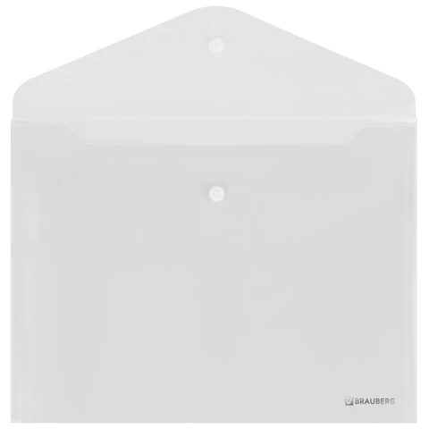 Папка-конверт с кнопкой BRAUBERG "SUPER", А4, прозрачная, ПРОЧНАЯ 0,2 мм, 272876 - МСК «Форвард»