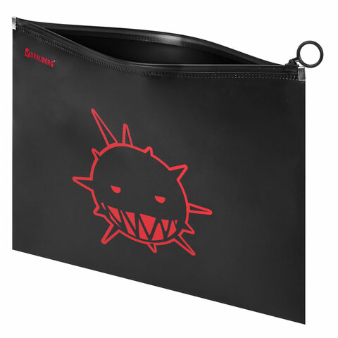 Папка для тетрадей BRAUBERG А4, 1 отделение, пластик, на zip-lock-молнии, "Danger", 272105 - МСК «Форвард»