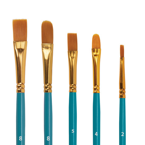 Кисти синтетика BRAUBERG, НАБОР 10 шт., синие (Круглые; Овальные; Плоские; Лайнеры), 201030 - МСК «Форвард»