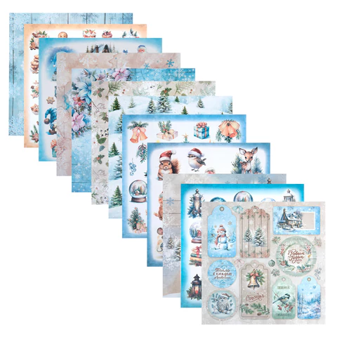 Бумага для скрапбукинга 30х30 см "Новогодний дизайн", двусторонняя, 12 листов, 180 г/м2, ОСТРОВ СОКРОВИЩ, 665438 - МСК «Форвард»