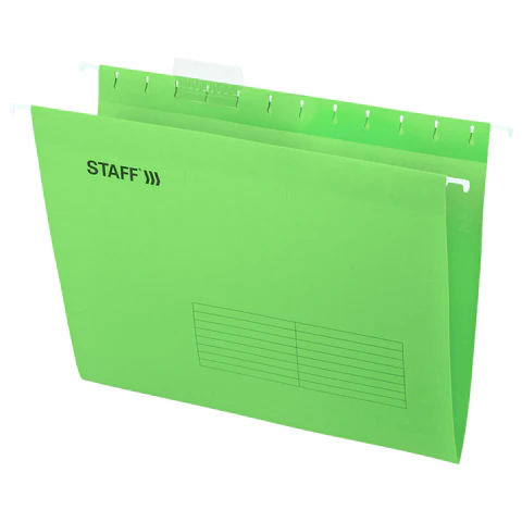 Подвесные папки А4 (350х240 мм) до 80 л., КОМПЛЕКТ 10 шт., зеленые, картон, STAFF, 270929
