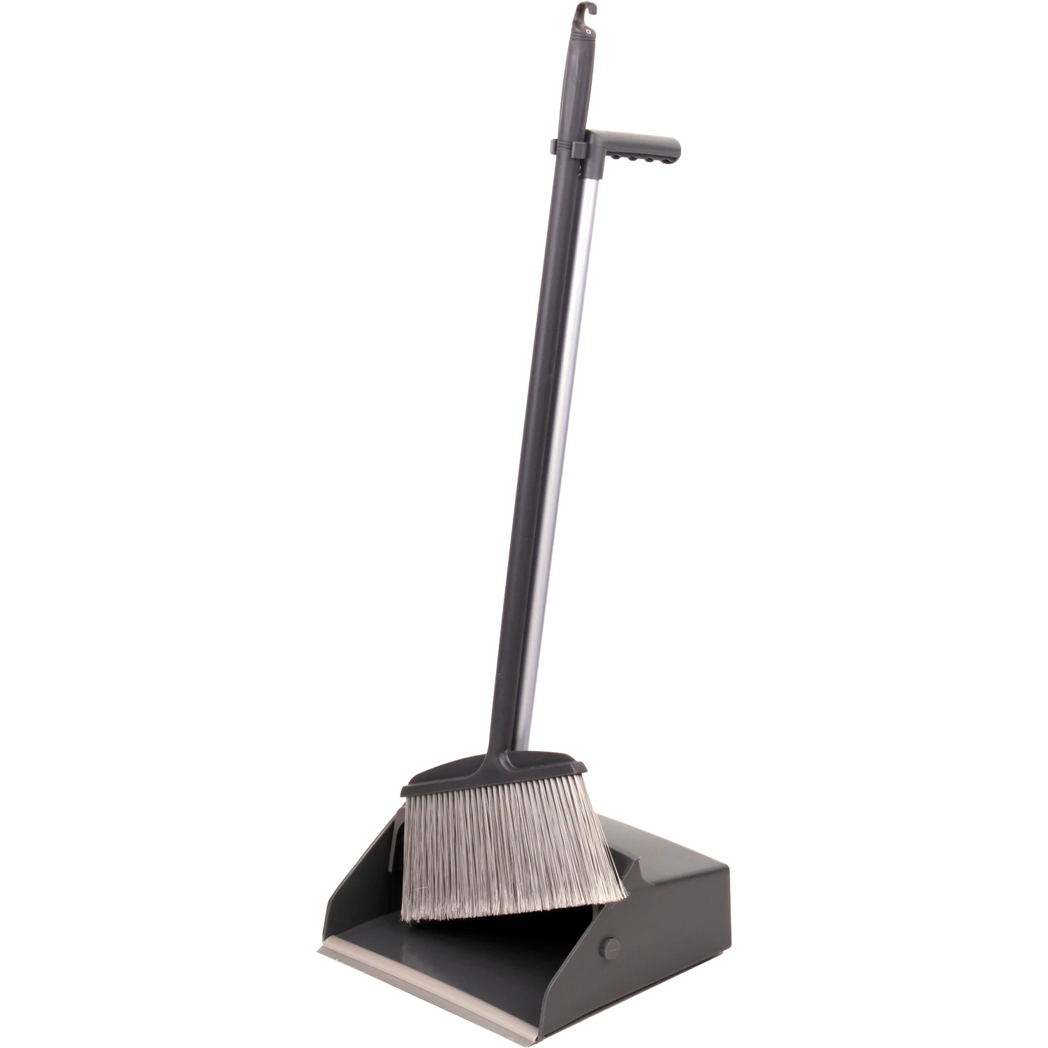 Совок для мусор + щетка, рукоятки 80см, "БОЛЬШОЙ", для улицы, цеха, офиса, серый, LAIMA PROF, 606663