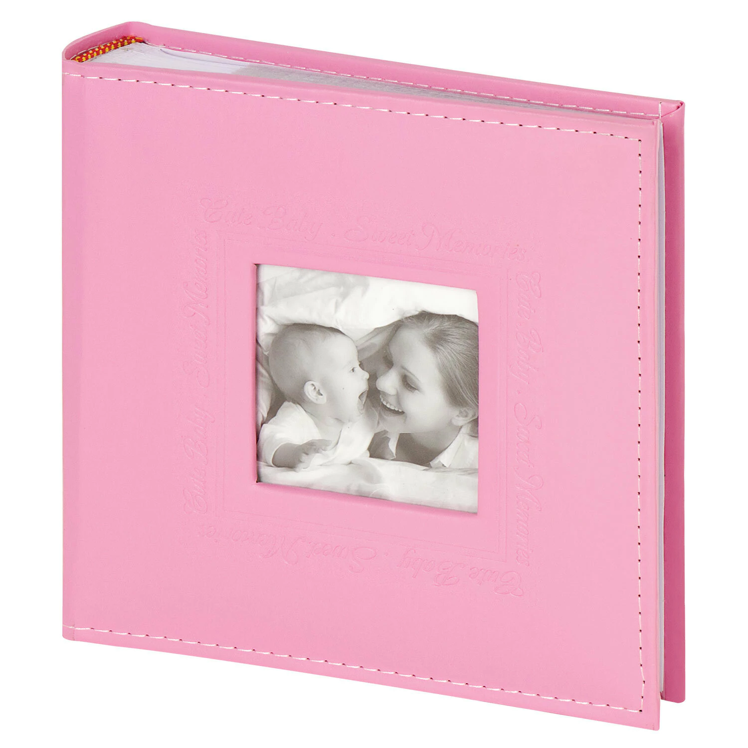 Фотоальбом BRAUBERG "Cute Baby" на 200 фото 10*15 см, под кожу, бумажные стр., бокс, розовый, 391141