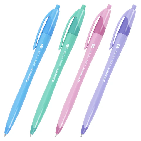 Ручка шариковая автоматическая масляная BRAUBERG "DUAL COLOR", СИНЯЯ, игольчатый наконечник 0,7 мм, линия письма 0,35 мм, 144327 - МСК «Форвард»