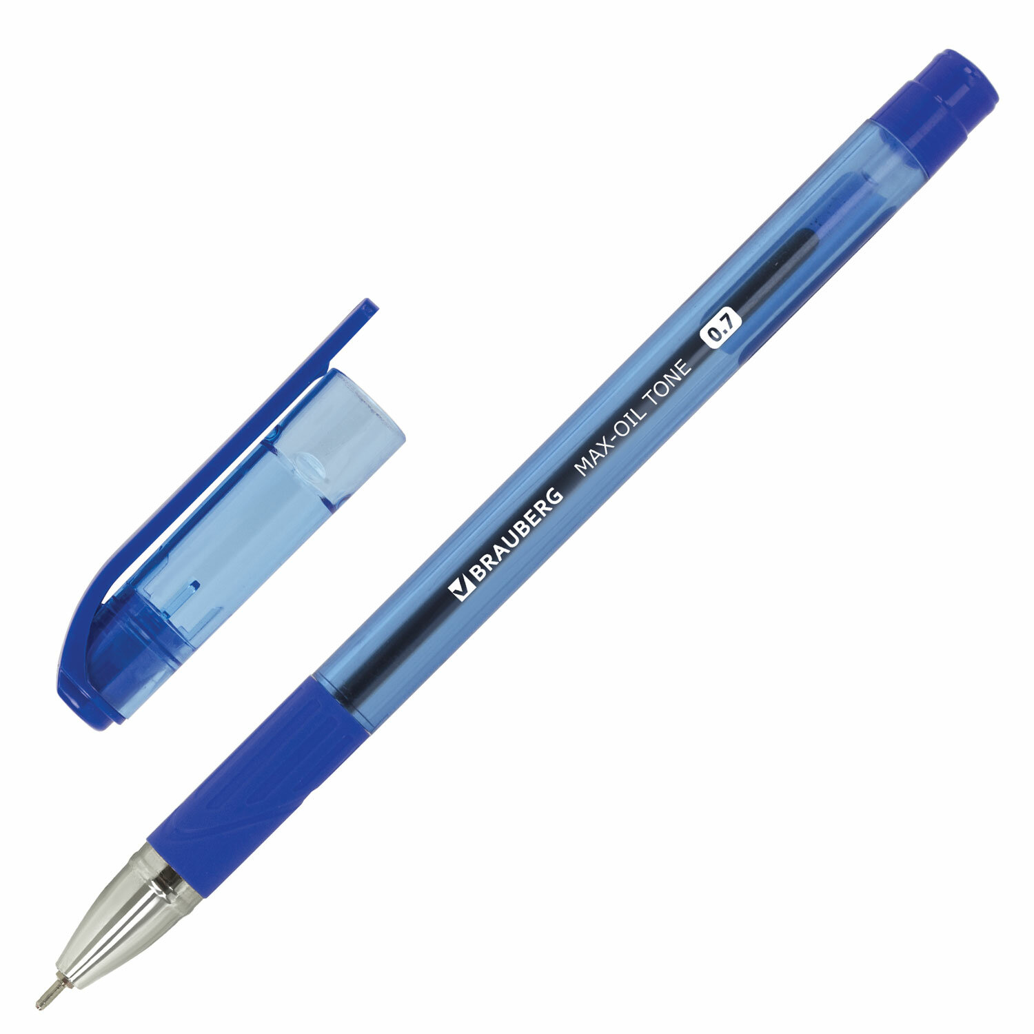 Ручка шариковая масляная с грипом BRAUBERG Max-Oil Tone, СИНЯЯ, узел 0,7мм, линия 0,35мм, 142693