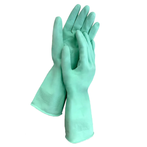 Перчатки МНОГОРАЗОВЫЕ латексные LAIMA, С АРОМАТОМ АЛОЭ, зеленые, хлопчатобумажное напыление, размер M (средний), вес 50 г, 700545 - МСК «Форвард»