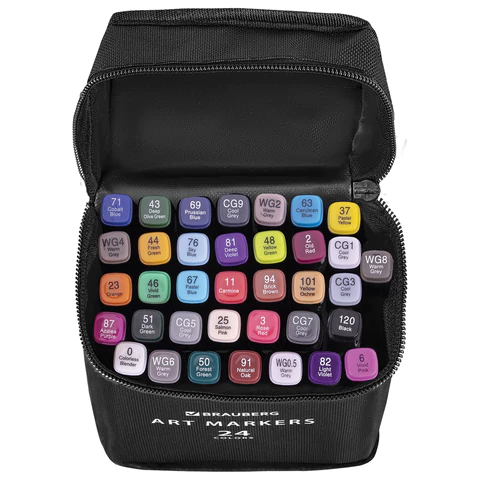 Маркеры для скетчинга двусторонние, НАБОР 36 шт, текстильный чехол, BRAUBERG, 152230 - МСК «Форвард»