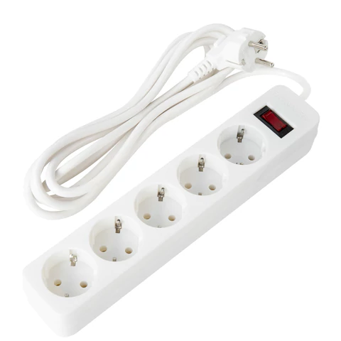 Сетевой фильтр SONNEN SPW-305, 5 розеток с заземлением, выключатель, 10 А, 3 м, белый, 513654 - МСК «Форвард»