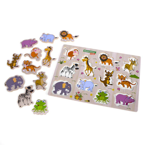 Рамка-вкладыш деревянная развивающая "Животные", 22х30 см, BRAUBERG KIDS, 665256 - МСК «Форвард»