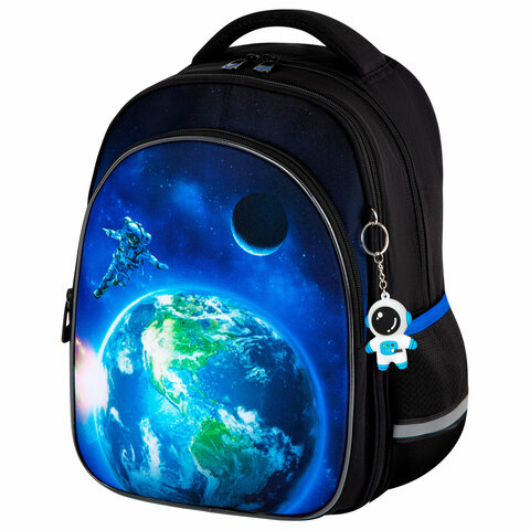 Рюкзак BRAUBERG OPTIMA, 2 отделения, с брелоком, "Brave astronaut", 3D-панель, 36х27х18 см, 273159