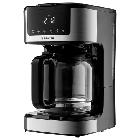 Кофеварка капельная BRAYER BR1124, 900 Вт, объем 1,8 л, LED-дисплей, поддержание температуры, черная 456900