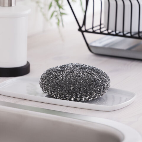 Губка (мочалка) металлическая, 40г, МЕГА, для посуды, гриля, плиты, YORK, 003030 703715 - МСК «Форвард»