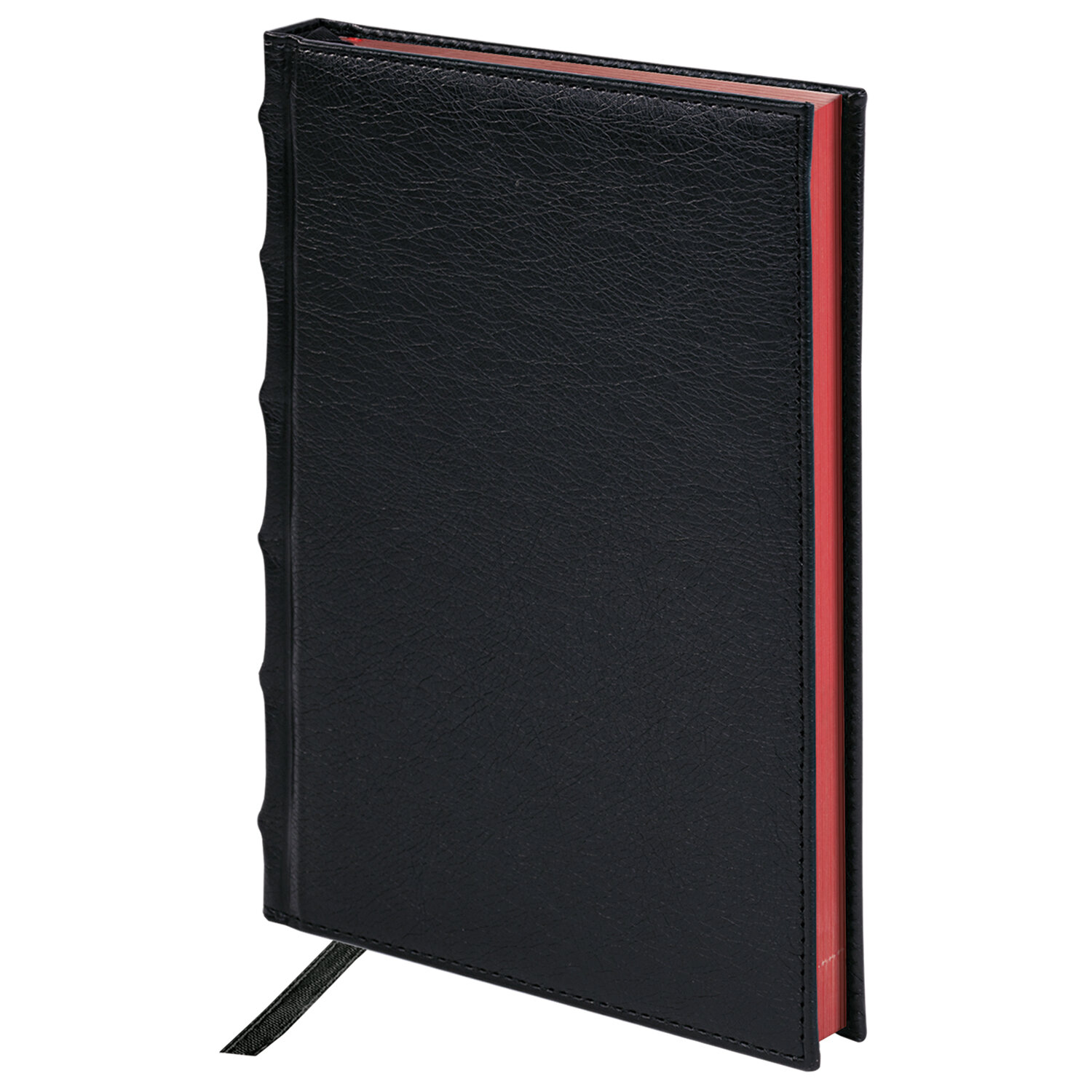 Ежедневник недатированный А5 138х213мм BRAUBERG FLAME под кожу 160л черный, красный срез, 123844